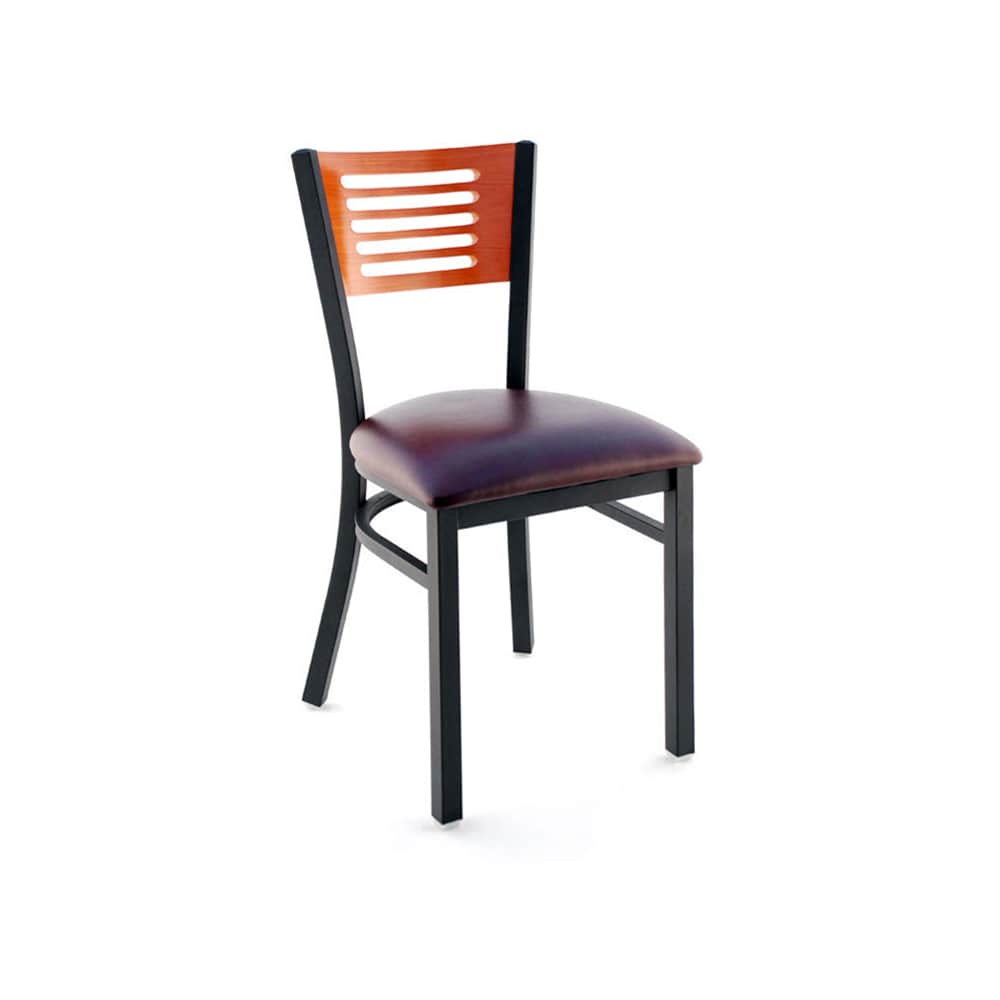 Slatted metal dining chair