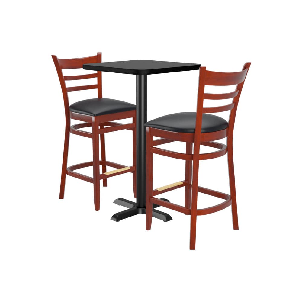 Ladder back square wood bar stool