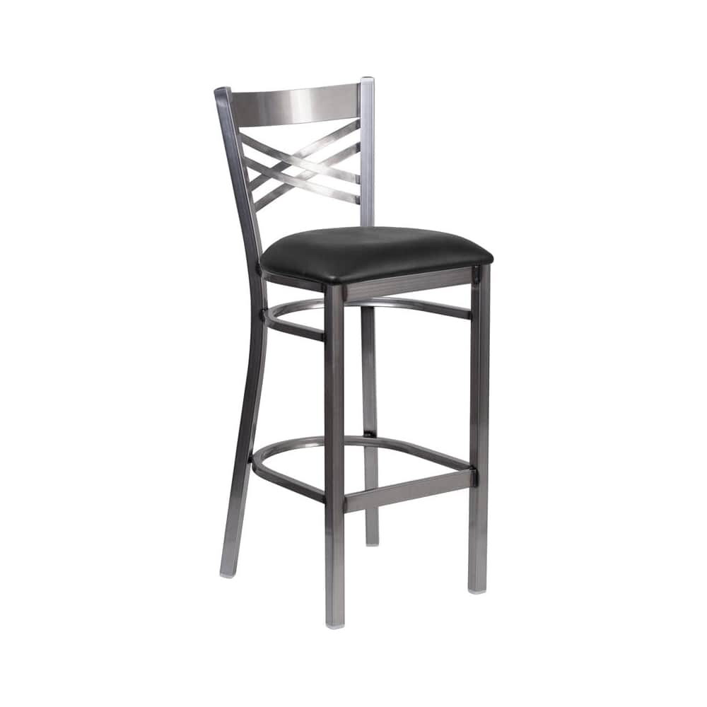 Clear Coated Metal X-Back Bar Stool