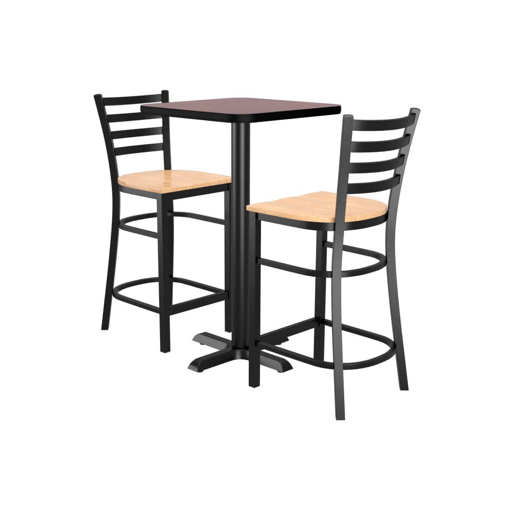 Ladder back square metal bar stool set