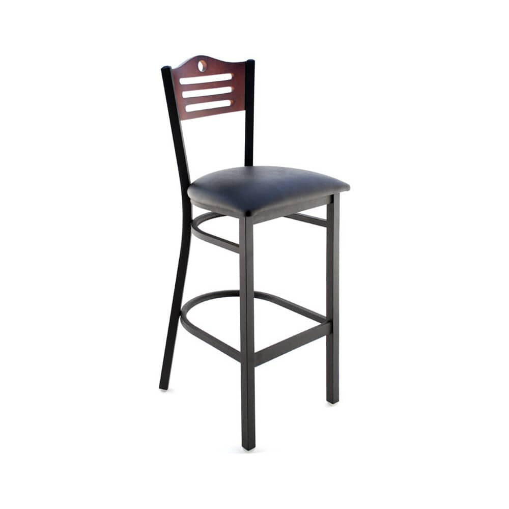 Interchangeable Back Metal Bar Stool with Slats and Circle