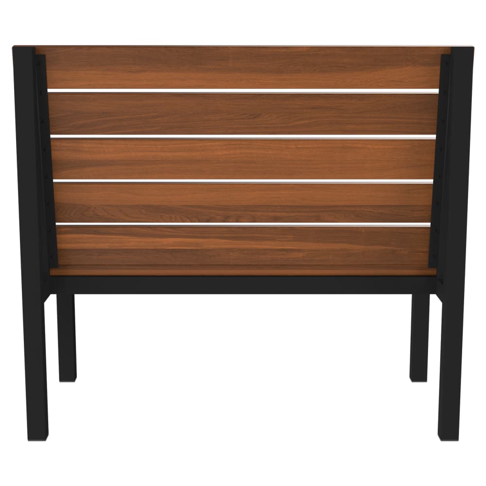 Slatted metal booth seating