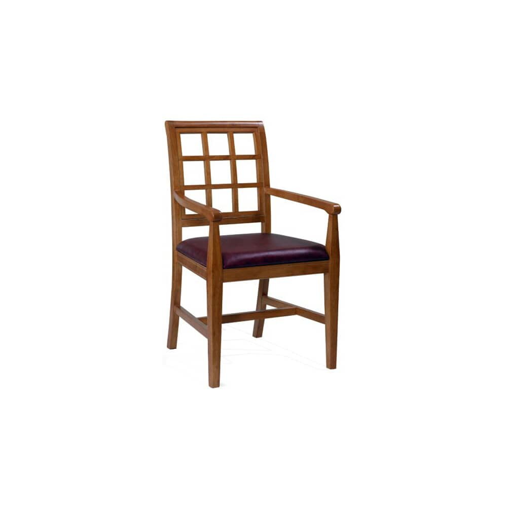 Straight Window-Back Wood Armchair