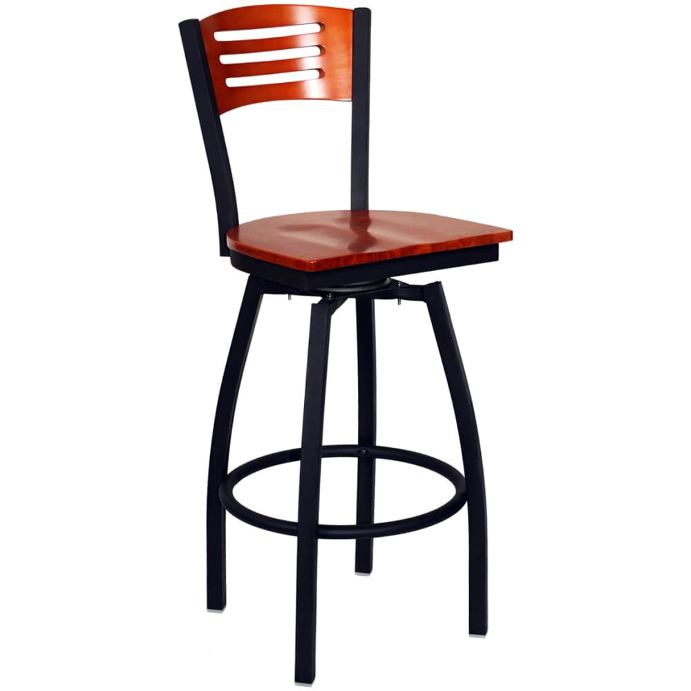 Interchangeable Back Metal Swivel Bar Stool with 3 Slats