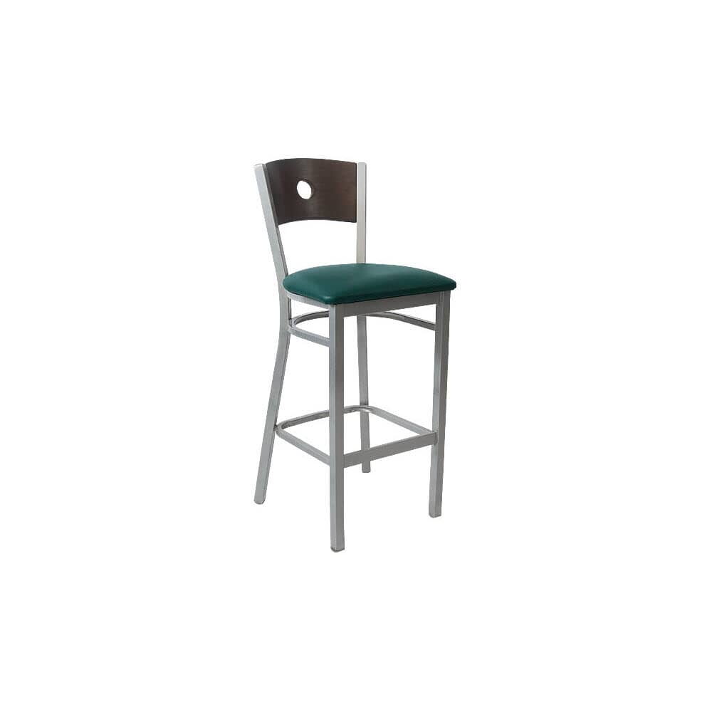 Silver Interchangeable Back Metal Bar Stool with Circled Back