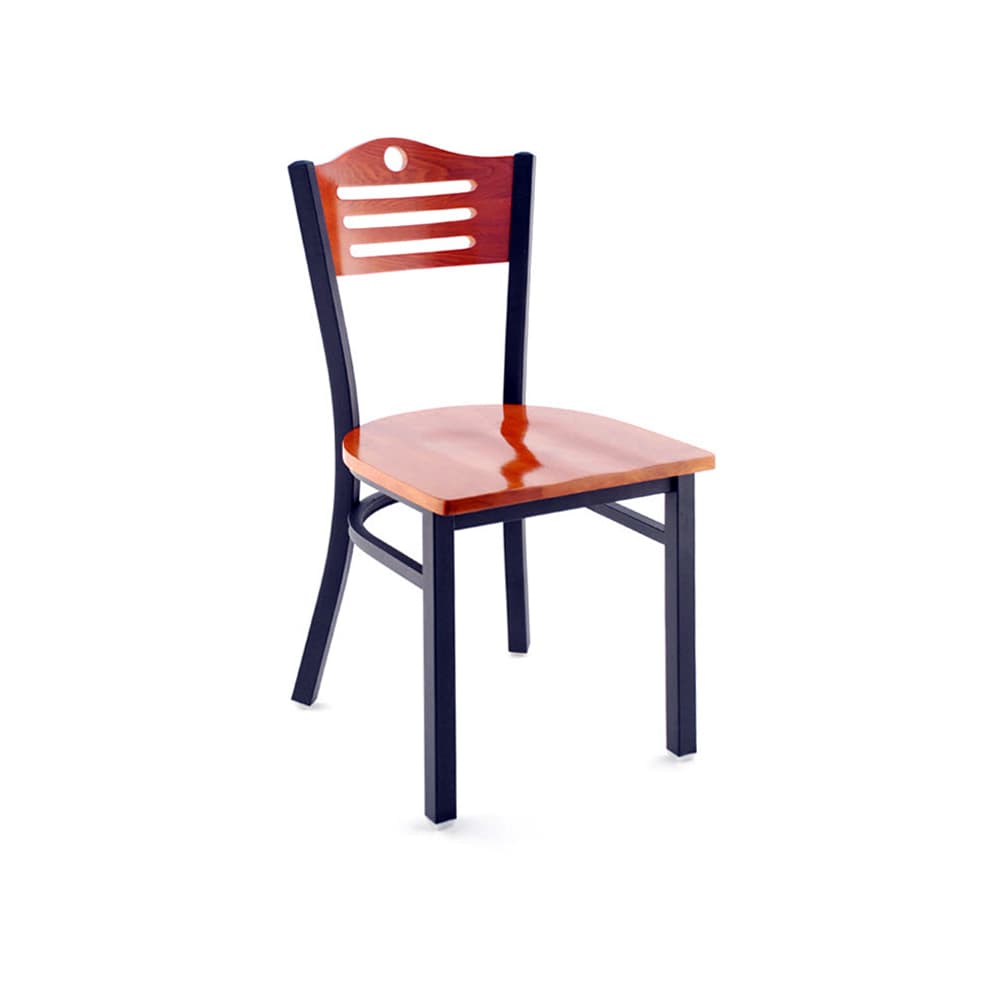 Slatted metal dining chair