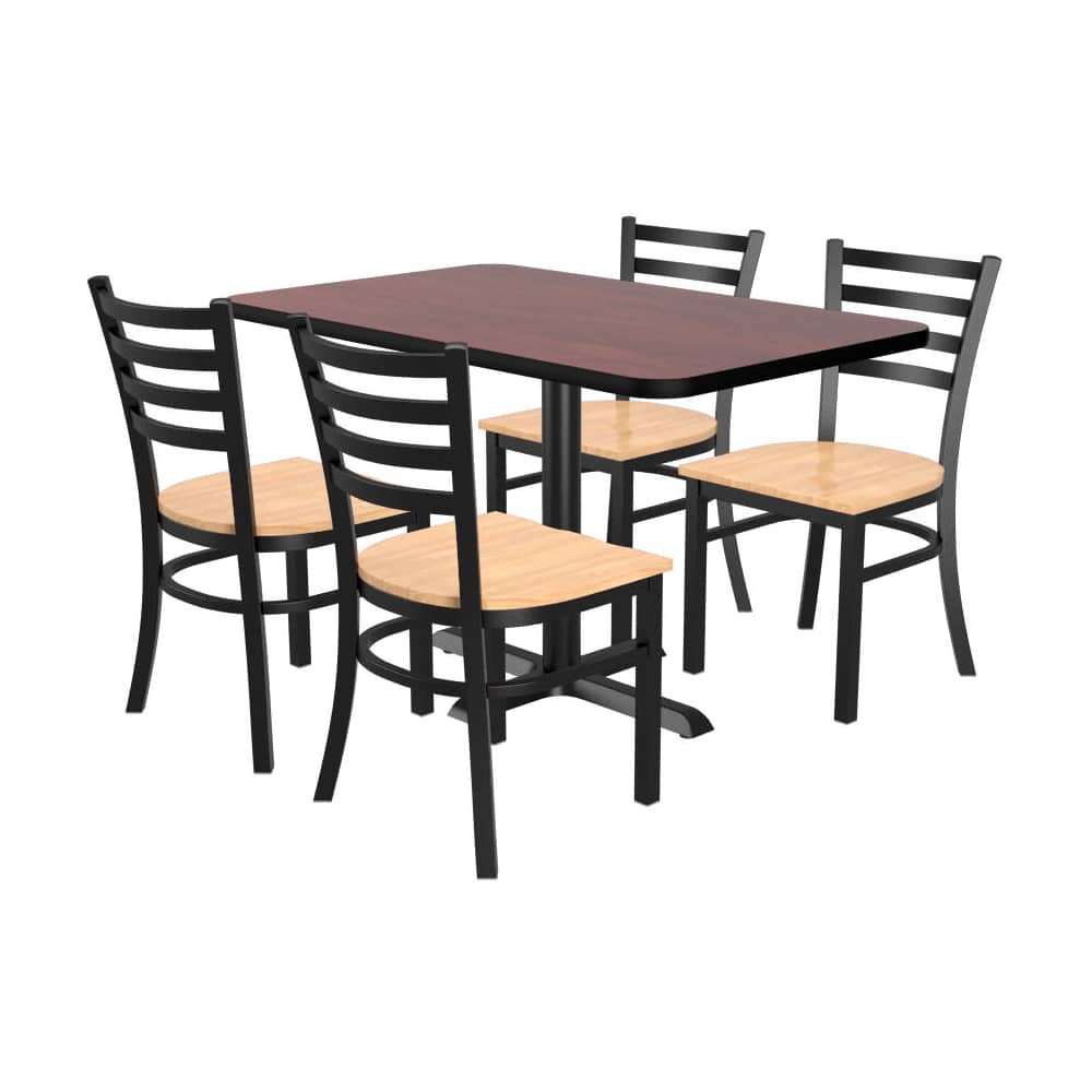 Ladder back rectangular metal dining chair set