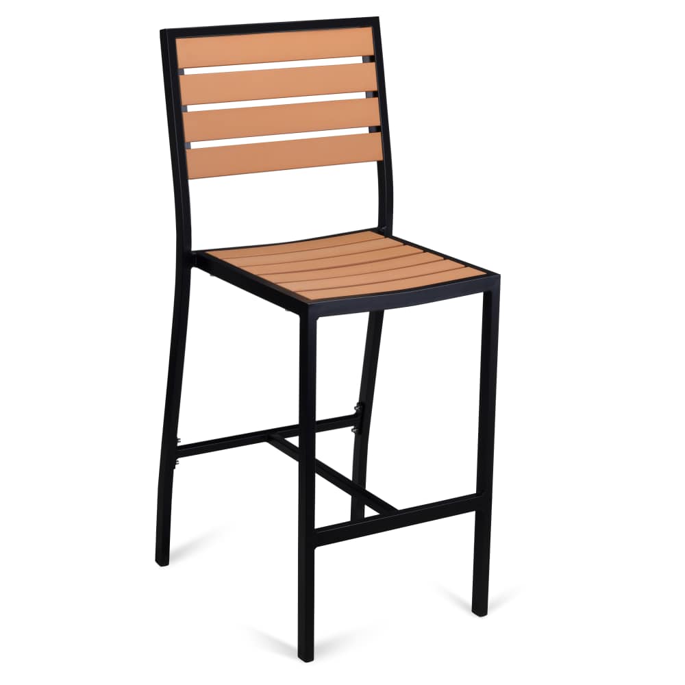 Seating set selection, Black aluminum and faux teak bar-height patio