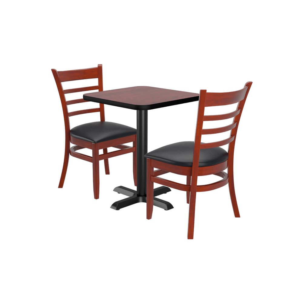 Ladder back square wood dining chair set