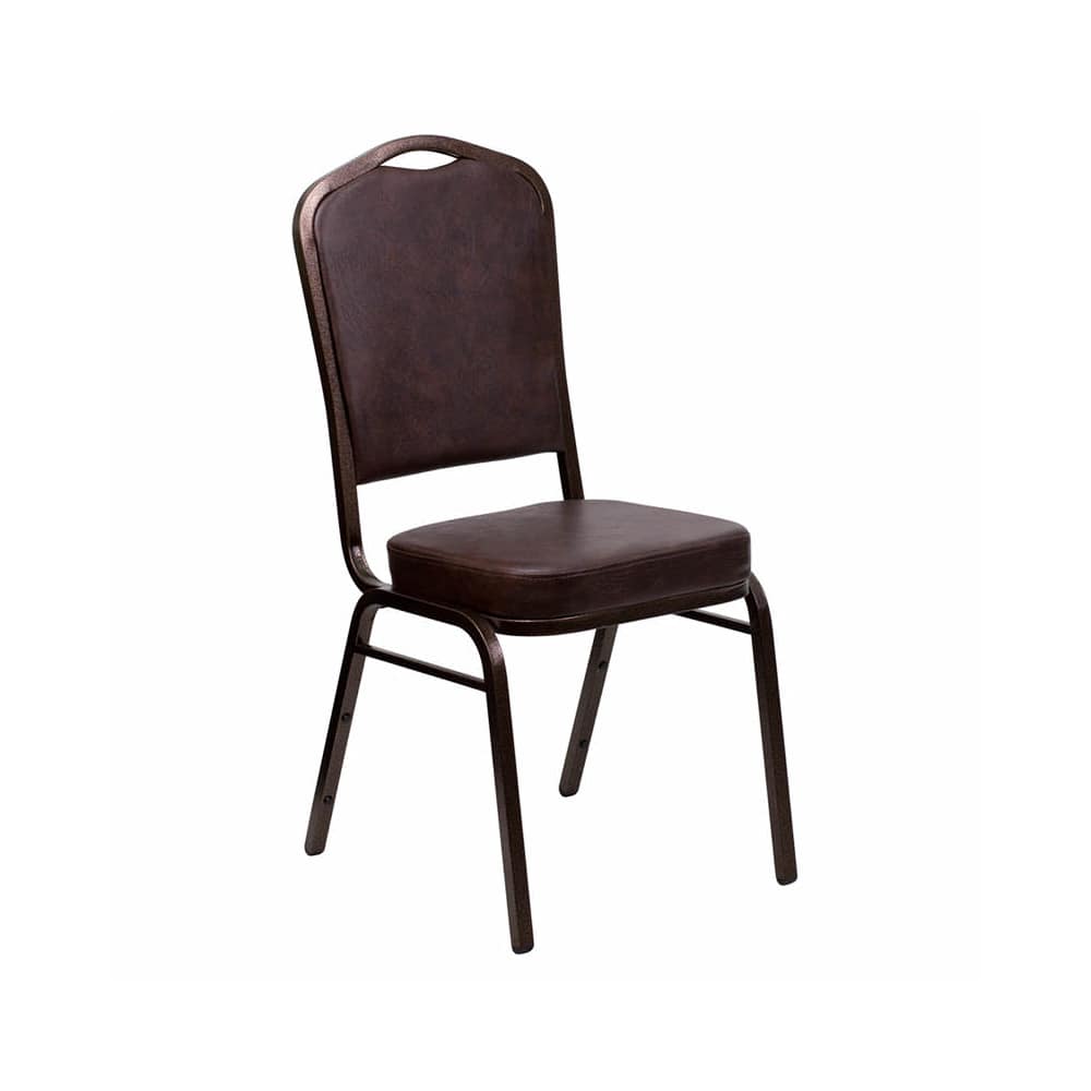 Dining chair selection, Copper vein metal stack in Brown vinyl
