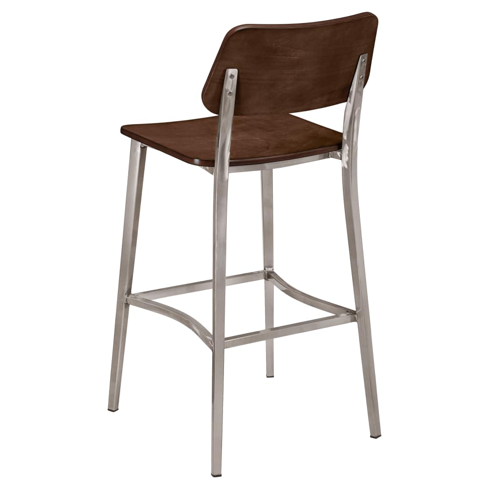 Bar stool selection, Luca metal with wood back in clear Coat finish