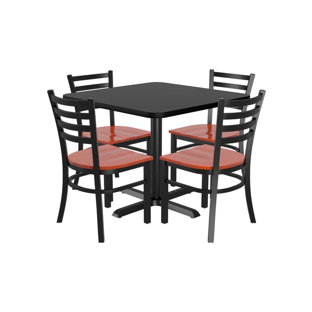 Ladder back square metal dining chair set