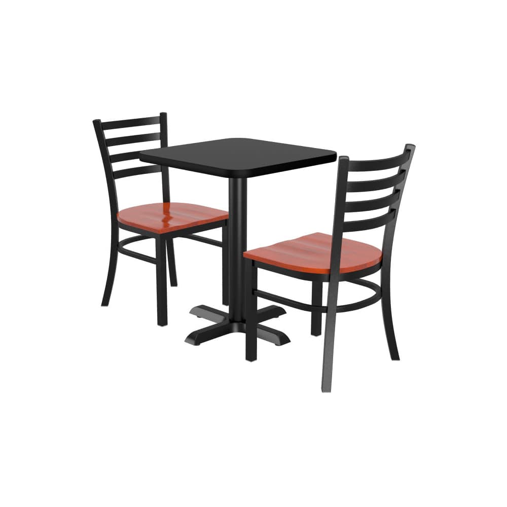 Ladder back square metal dining chair set