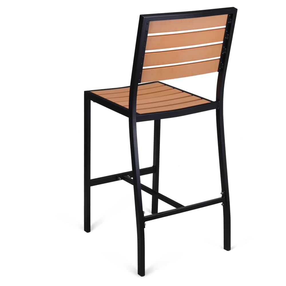 Black Faux Teak Patio Bar Stool