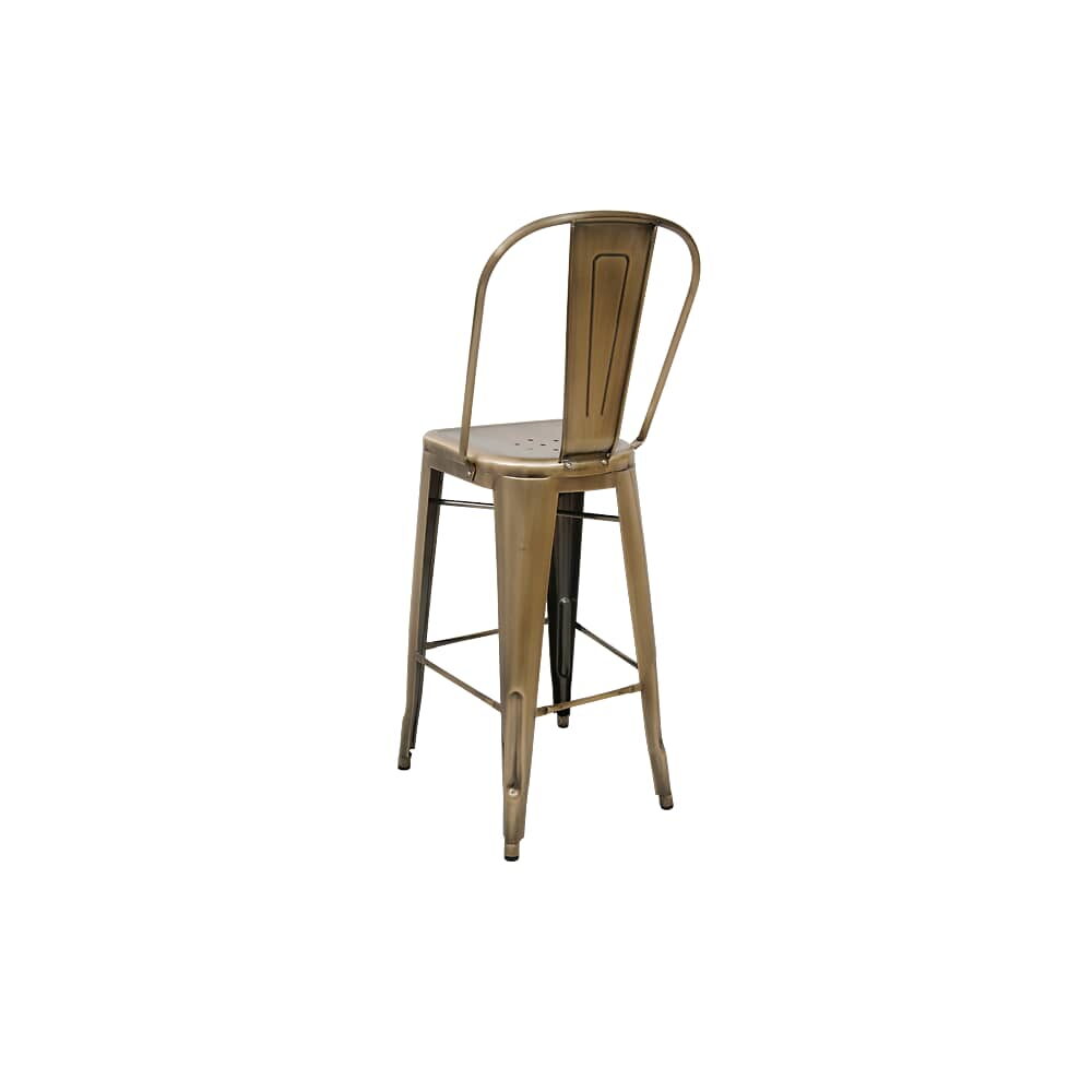 Bistro-Style Metal Bar Stool in Brass Finish