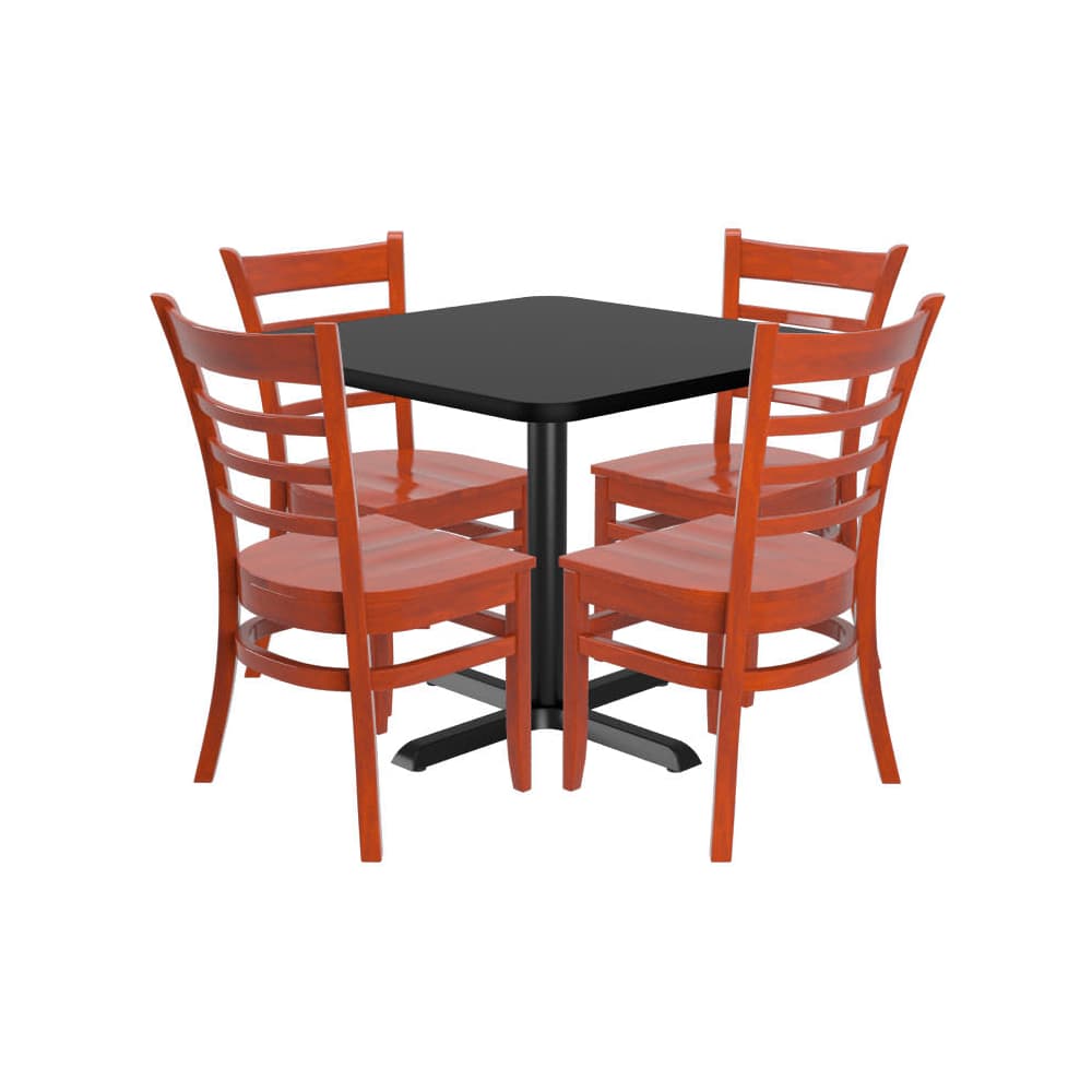Ladder back square wood dining chair set